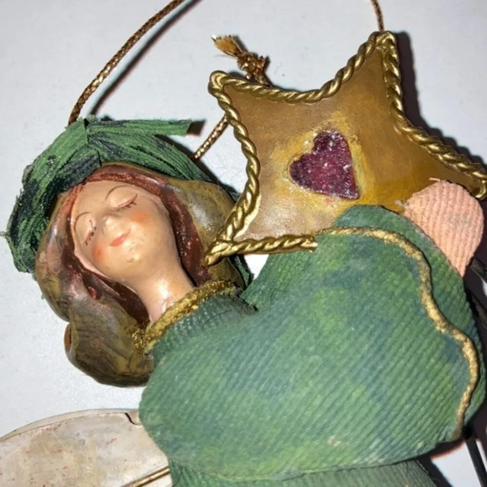 👼🎄 Fabric & Metal Angel Christmas Ornament | 5” x 5.5” | Holiday Tree Decor ✨